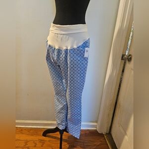 Old Navy Blue and White Patterned Maternity Pants